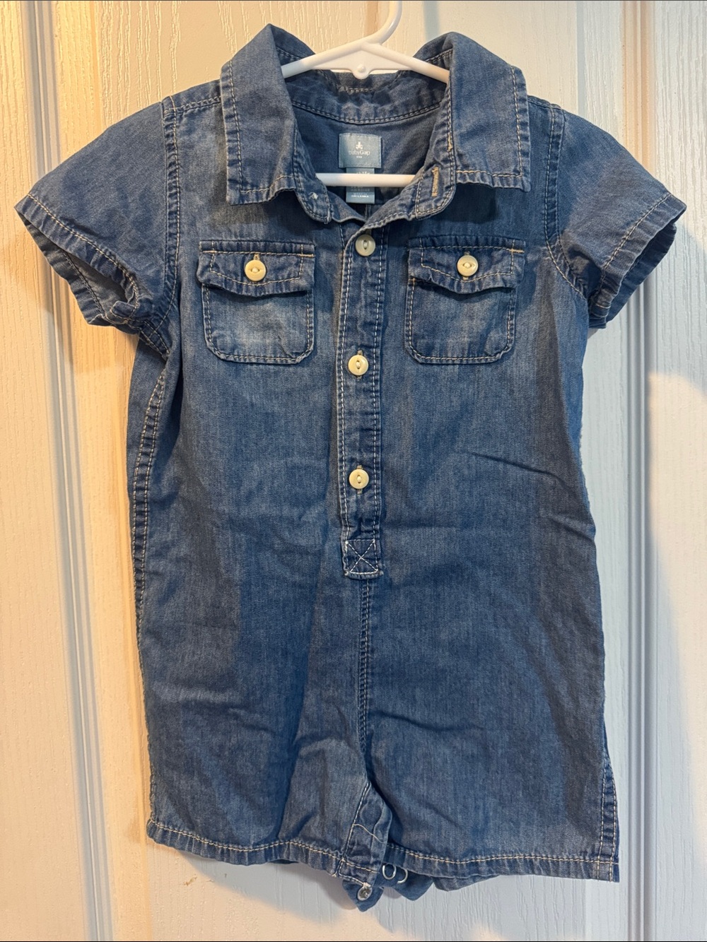 BabyGap Baby Denim Chambray Romper 12-18M Button Front